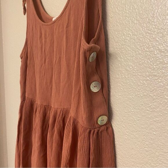 Soul Cake mauve Pink Sand tie strap long tunic dress top button lagenlook boho L - Picture 3 of 10